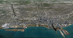 3.6-10-Aerial view of Chicago's historic center looking west (existing)